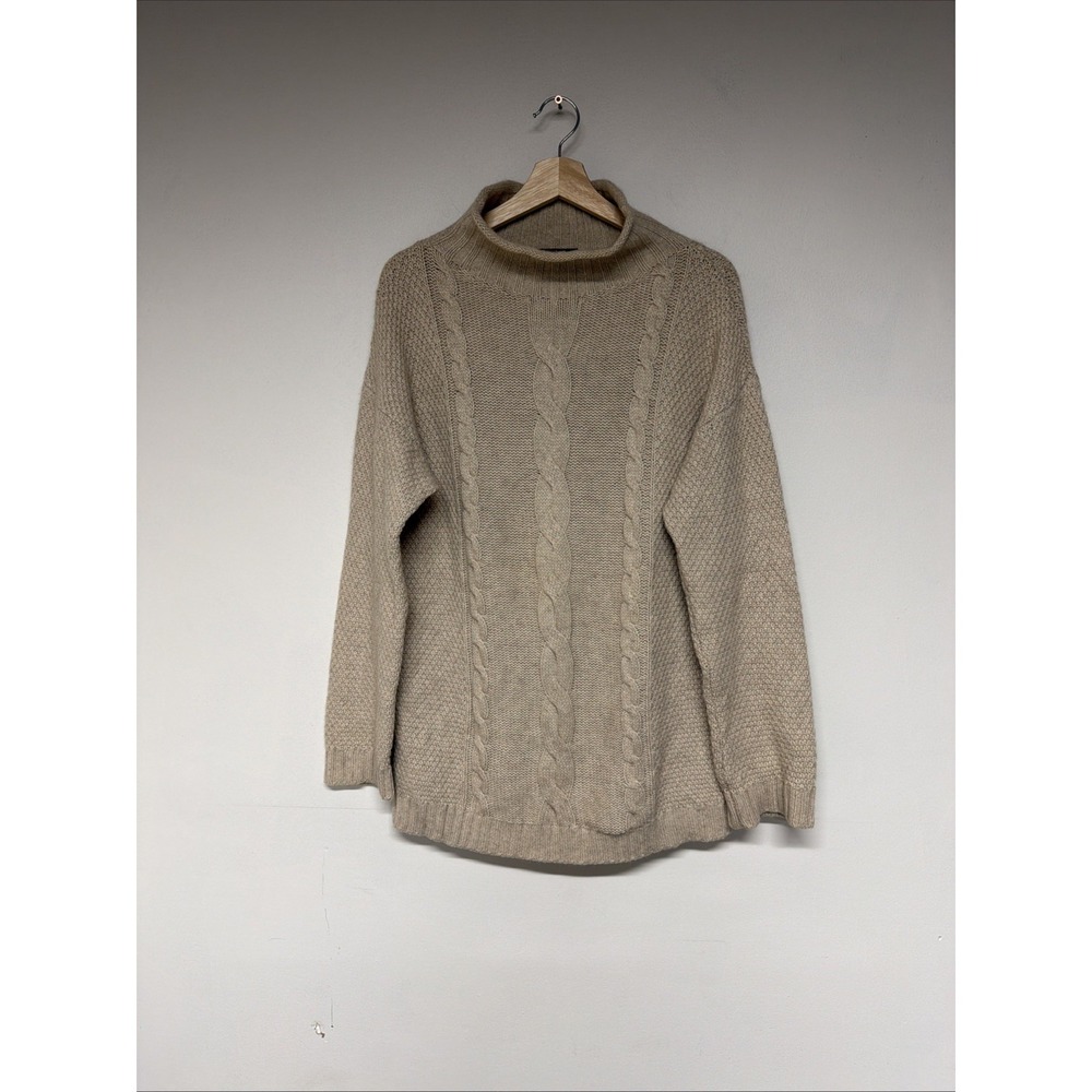 Mantovani Studio Mens L Beige 100% Italian Cashmere Mock Neck Sweater